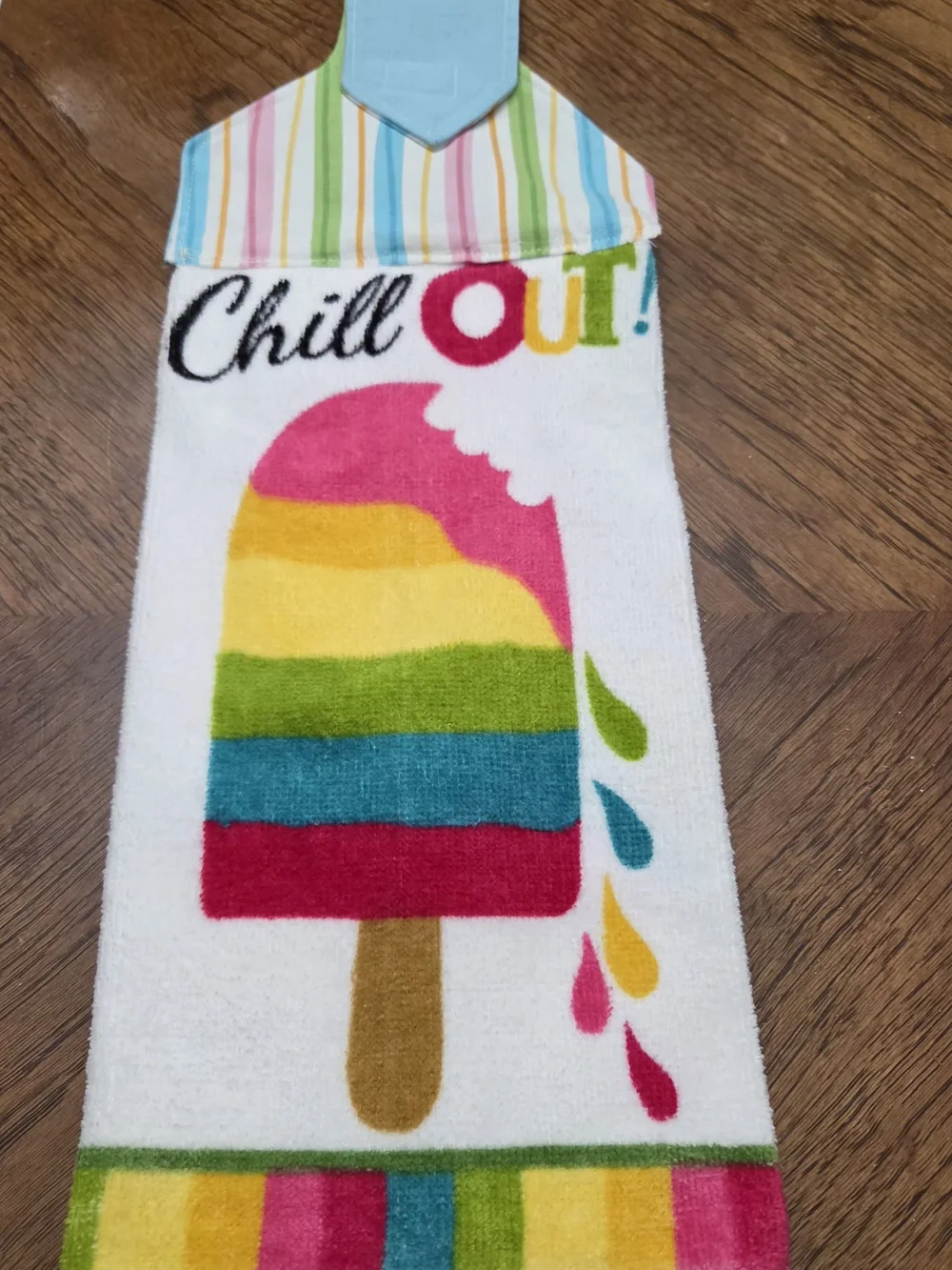 Chill Out Rainbow Popsicle Hanging Kitchen Towel - Multicolor